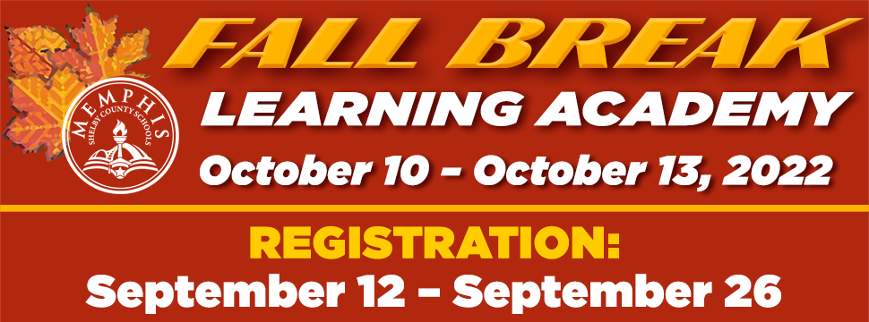 Fall Break Learning Academy is October 12 - October 12, 2022. Register Now! banner